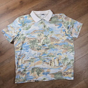 Vintage 80s Floral Blouse Womens S M Shoulder Pads Beach USA Cricket Lane